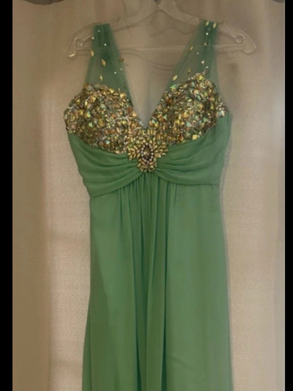 Embellished Mint Green Evening Gown